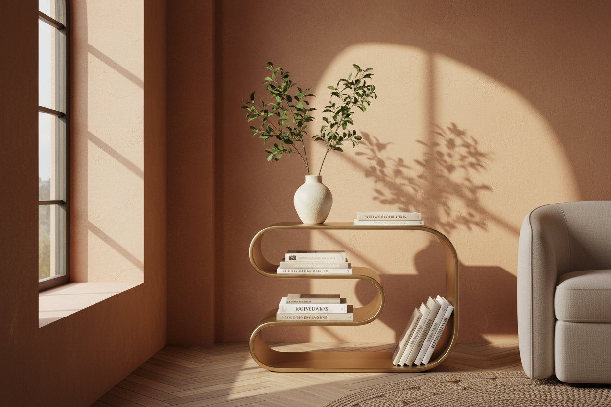 Wire Side Table Warm Reading Nook Hero